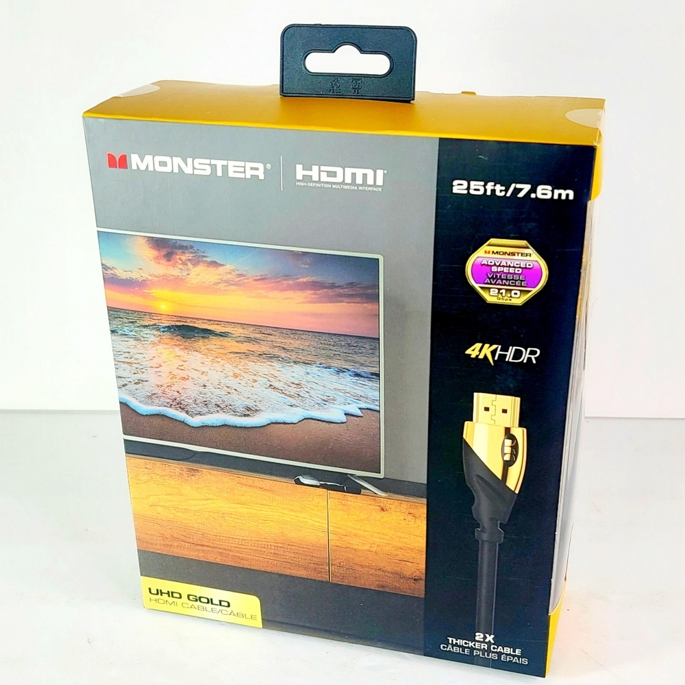 Monster UHD Gold Plated Connectors 4K HDMI Cable 25ft 7.6m Length **NEW**